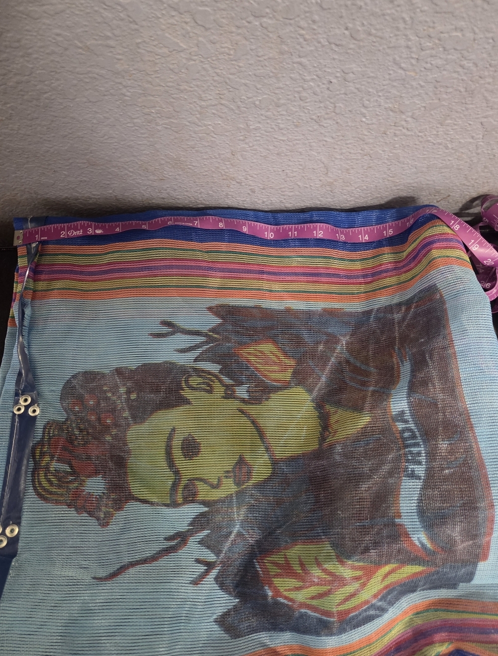 Upcycled Frida Kahlo Inspired Large Blue Striped Tote - Picture 4 of 9